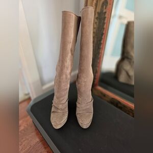 Pedro Garcia Taupe Suede Heeled Boots